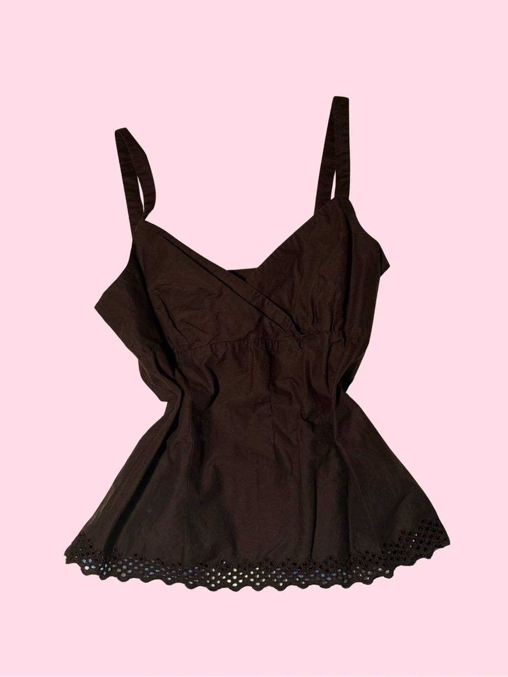 LOFT Brown Eyelet-Hem Camisole